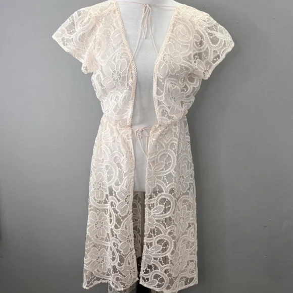 Victorias Secret Dream Angels Lace Kimono Robe sz XS/S Duster Open Front Coverup - Picture 2 of 11
